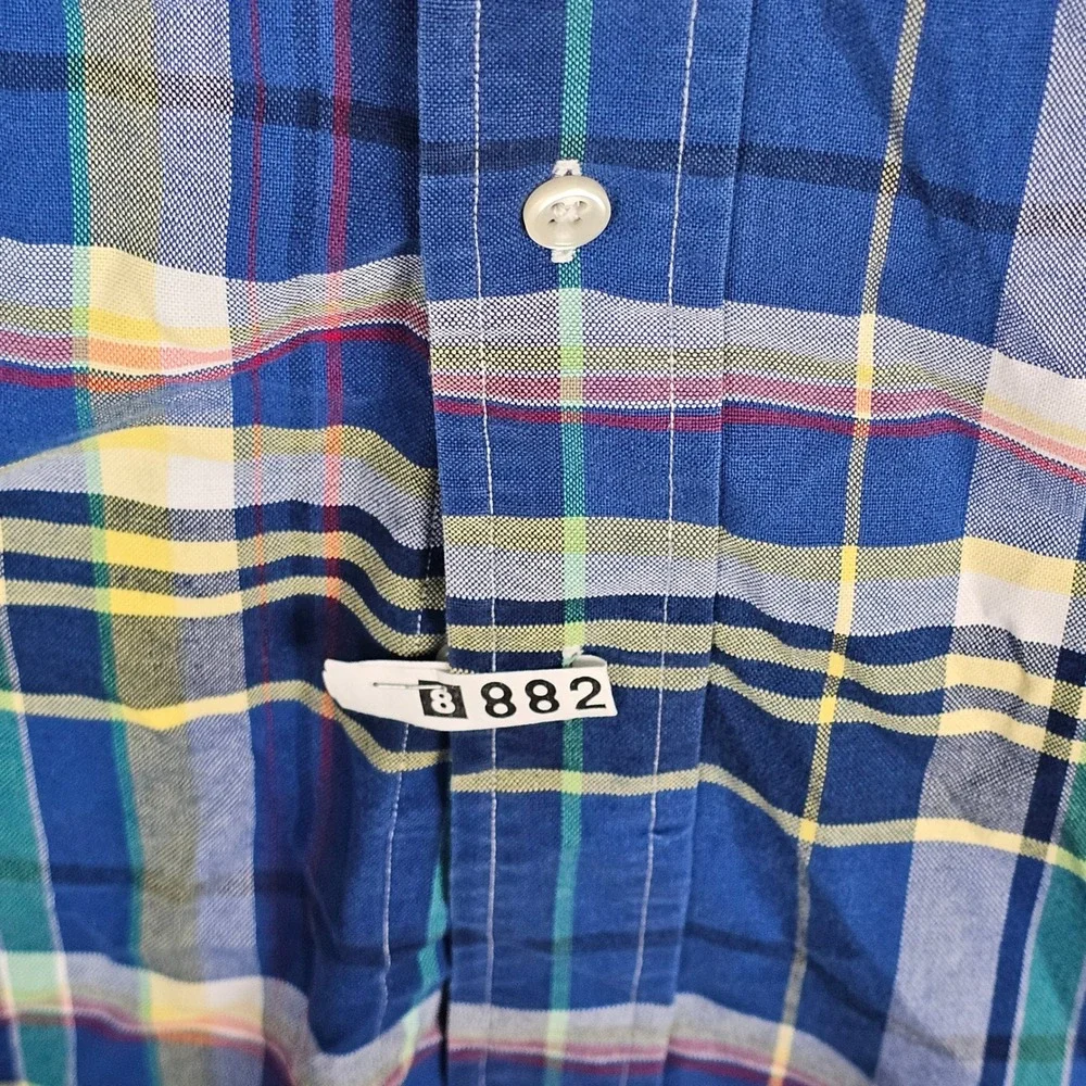 Ralph Lauren Button Down Mens 4XB Blue Plaid Classic Fit Short Sleeve Shirt